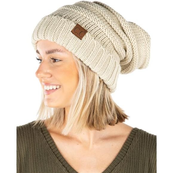 Funky Junque Trendy Warm Oversized Chunky Soft Oversized Cable Knit Slouchy Bean